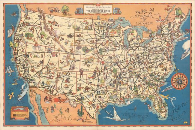 A Good-Natured Map of the United States Setting Forth the Services of the Greyhound Lines and a Few Principal Connecting Bus Lines