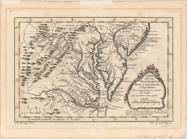 Carte de la Virginie, de la Baye Chesapeack, et Pays Voisins. Pour Servir a l'Histoire Generale des Voyages. Tiree des Meilleures Cartes Angloises