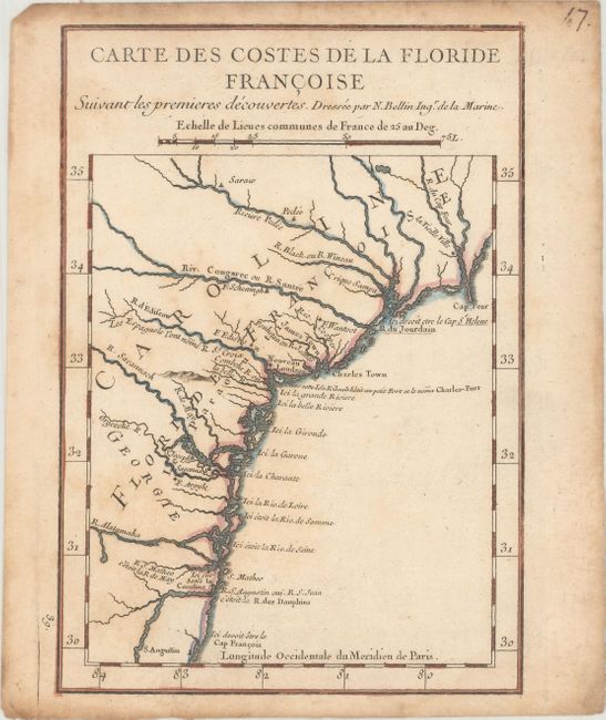 Carte des Costes de la Floride Francoise Suivant les Premieres Decouvertes