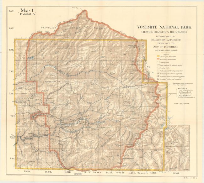 Yosemite National Park Showing Changes... [together with] Patented Lands Within the Yosemite National Park California [and] Map and Profile of Wagon Road Through Merced River Canyon from the West Boundary of the Yosemite National Park