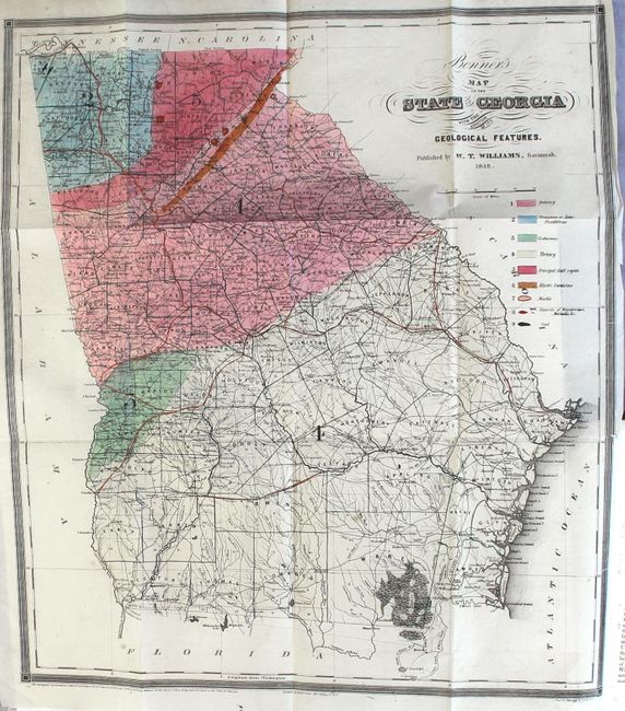 Bonner's Map of the State of Georgia with the Addition of Its Geological Features [bound in] Statistics of the State of Georgia