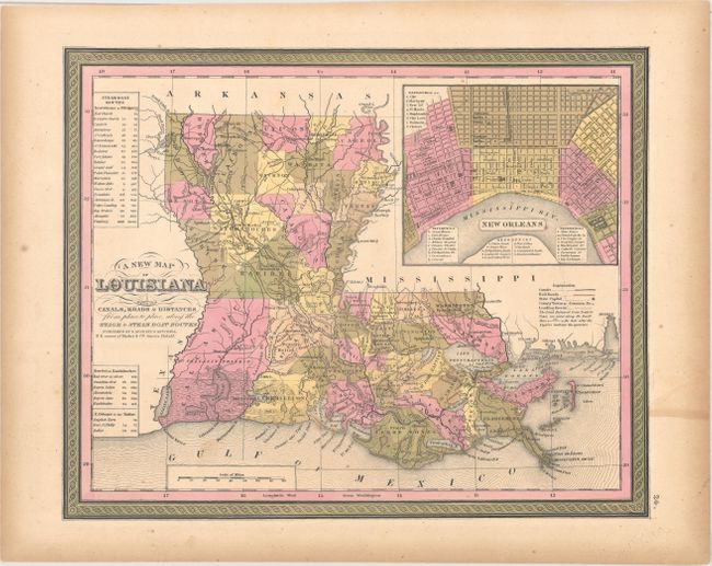 A New Map of Louisiana with Its Canals, Roads & Distances from Place to Place, Along the Stage & Steam Boat Routes