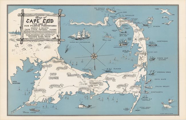 Map of Cape Cod - The Land of Our Pilgrim Forefathers... [together with] An Historic and Pictorial Map of Boston Harbor... [and] An Historic and Pictorial Map of Boston Harbor... [and] Map of Romantic Boston Bay... [and] Snow's New England Sea Coast Pack