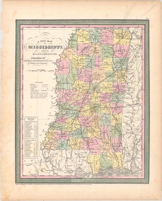 A New Map of Mississippi with Its Roads & Distances