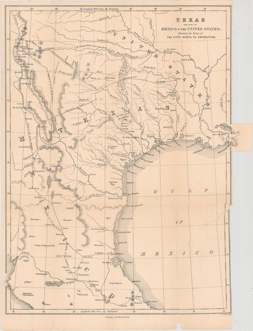 Texas and Part of Mexico & the United States, Showing the Route of the First Santa Fe Expedition