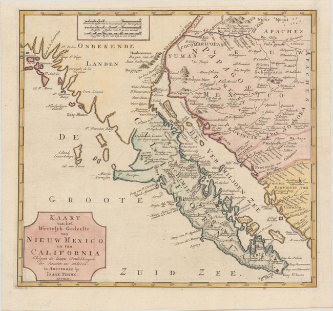 Kaart van het Westelyk Gedeelte van Nieuw Mexico en van California Volgens de Laatste Ontdekkingen der Jesuiten en Anderen