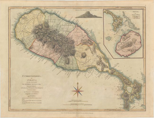 St. Christophers, or St. Kitts, Surveyed by Anthony Ravell Esqr. Surveyor General of the Islands of St. Christophers, Nevis, & Montserrat