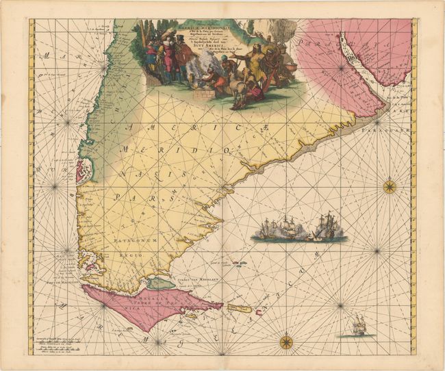 Tractus Australior Americae Meridionalis, a Rio de la Plata per Fretum Magellanicum ad Toraltum / Nieuwe Perfecte Pascaert van 't Suyderlyckste deel van Suyt America, van Rio de la Plata door de Straet Magellaen tot Toral