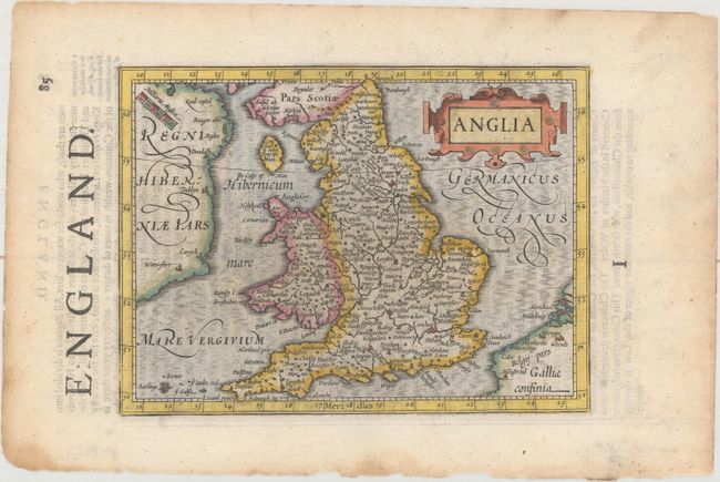 Anglia [in set with] Northumbr. Cumberladia... [and] Westmorland, Castria... [and] Cornub. Devonia... [and] Eboracum Lincolnia Derbia... [and] Warwicum Northampton... [and] Anglesey, Ins... [and] Cambria sive Wallia