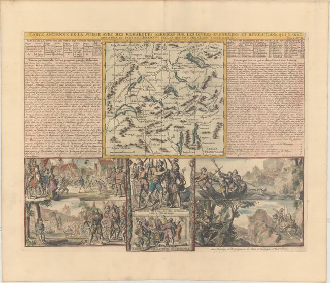 Carte Ancienne de la Suisse avec des Remarques Abregees sur les Divers Evenemens et Revolutions qui y sont Arrivees, et Particulierement Celles qui ont Donne Lieu a Leur Liberte