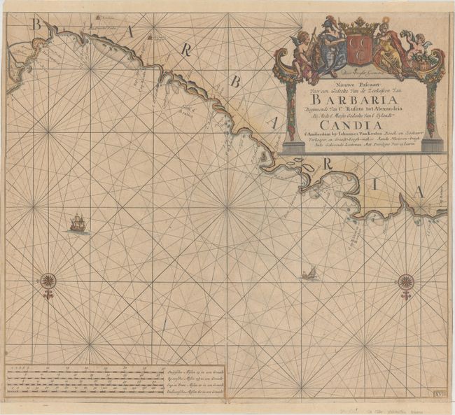 Nieuwe Pascaart voor een Gedeelte van de Zeekusten van Barbaria Beginnende van C: Rusato tot Alexandria als Mede t' Meeste Gedeelte van t' Eylandt Candia