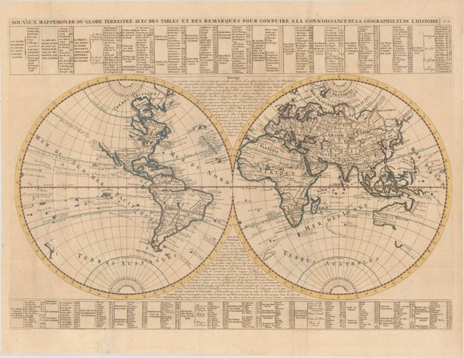 Nouvaux Mappemonde ou Globe Terrestre avec des Tables et des Remarques pour Conduire a la Connoissance de la Geographie et de l'Histoire