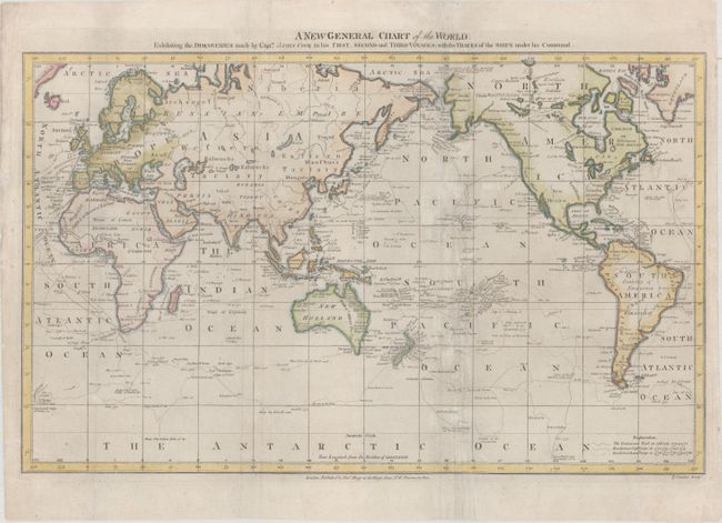 A New General Chart of the World, Exhibiting the Discoveries Made by Capn. James Cook in His First, Second and Third Voyages...