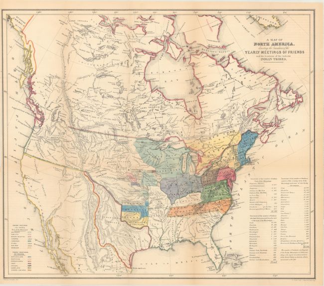A Map of North America, Denoting the Boundaries of the Yearly Meetings of Friends and the Locations of the Various Indian Tribes