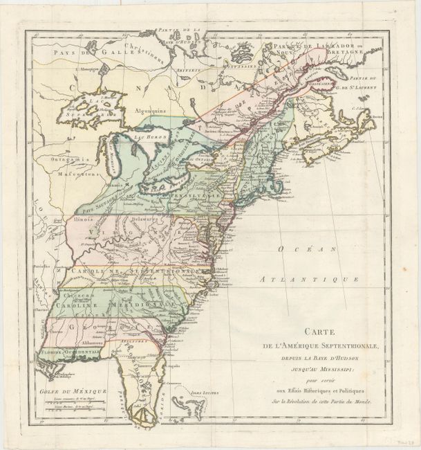 Carte de l'Amerique Septentrionale, Depuis la Baye d'Hudson Jusqu'au Mississipi: pour Servir aux Essais Historiques et Politiques...