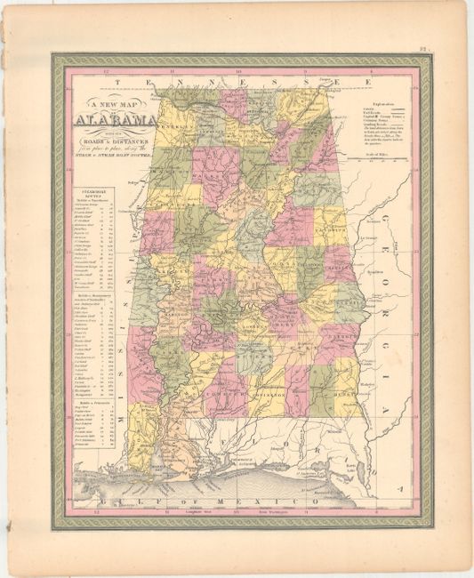A New Map of Alabama with Its Roads & Distances from Place to Place, Along the Stage & Steam Boat Routes