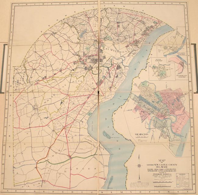 Map of Northern New Castle County Delaware Including Special Insets of Wilmington, Newark, New Castle and Delaware City