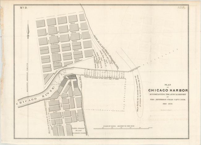 Plan of Chicago Harbor [in set with] [Improvement of the Harbor of Chicago...] [and] Michigan City [and] A Map of Public Works at St. Joseph...[with report]
