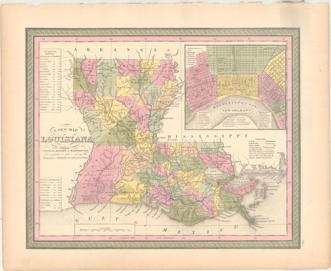 A New Map of Louisiana with Its Canals, Roads & Distances from Place to Place, Along the Stage & Steam Boat Routes