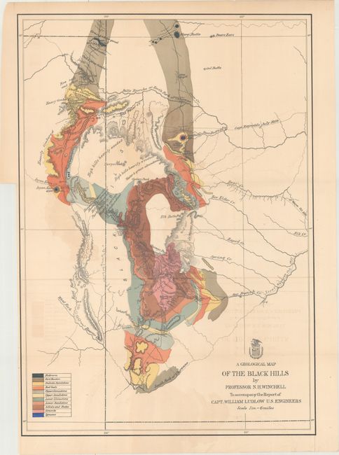 A Geological Map of the Black Hills by Professor N.H. Winchell... [in set with] Map of a Reconnaissance of the Black Hills, July and August, 1874... [and] Map of the Black Hills