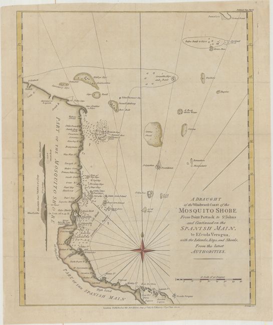 A Draught of the Windward Coast of the Mosquito Shore from Point Pattuck to St. Johns and Continued on the Spanish Main, to Escuda Veragua, with the Islands, Keys, and Shoals, from the Latest Authorities
