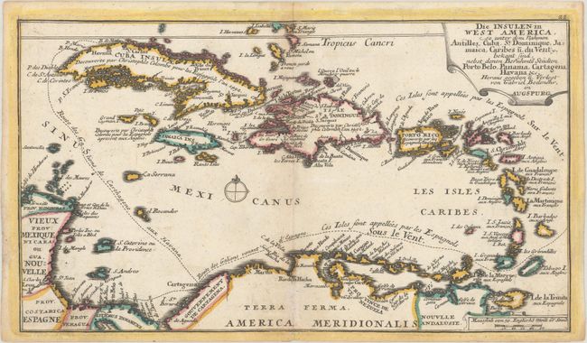 Die Insulen in West America, sa Unter dem Nahmen Antilles, Cuba, St. Dominique, Jamaica, Caribes u. du Vent...