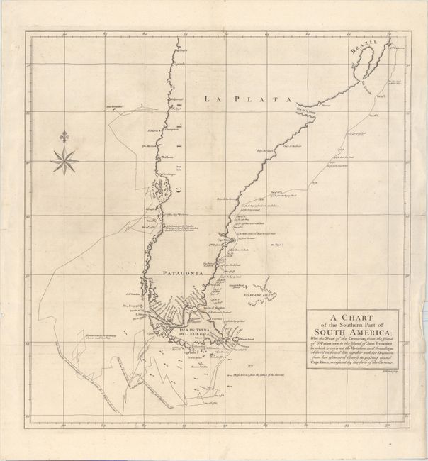 A Chart of the Southern Part of South America; with the Track of the Centurion from the Island of St. Catherines to the Island of Juan Fernandes...