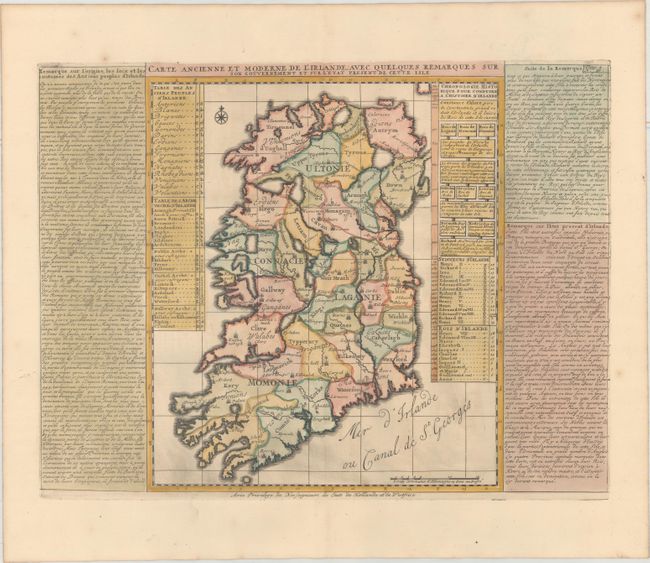 Carte Ancienne et Moderne de l'Irlande, avec Quelques Remarques sur son Gouvernement et sur l'Etat Present de Cette Isle