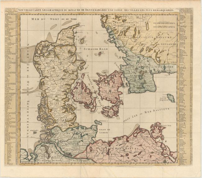 Nouvelle Carte Geographique du Royaume de Dannemarck avec une Table des Villes les Plus Remarquables