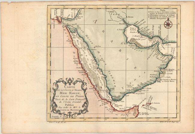 Carte de la Coste d'Arabie, Mer Rouge, et Golfe de Perse. Tiree de la Carte Francoise de l'Ocean Oriental...