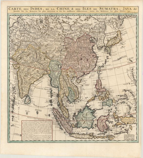 Carte des Indes, de la Chine & des Iles de Sumatra, Java &c. Dressee sur les Memoires les Plus Nouveaux & sur les Meilleures Observations, Tirees des Relations les Plus Fideles