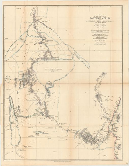 Map of the Routes in Eastern Africa Between Zanzibar, the Great Lakes and the Nile Explored and Surveyed by Captn. J.H. Speke