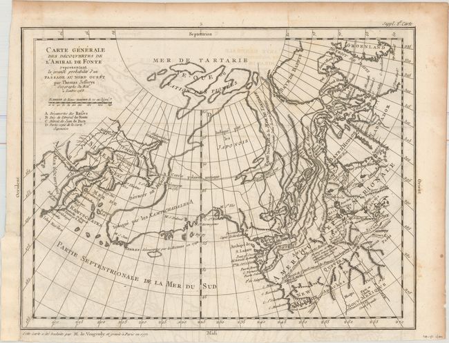 Carte Generale des Decouvertes de l'Amiral de Fonte Representant la Grande Probabilite d'un Passage au Nord Ouest