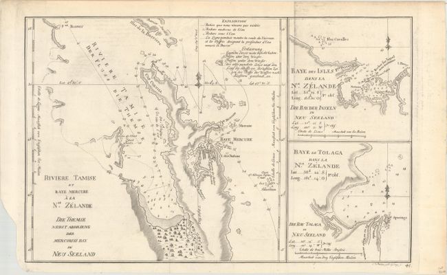 Riviere Tamise et Baye Mercure a la Nle. Zelande [on sheet with] Baye des Isles dans la Nle. Zelande [and] Baye de Tolaga dans la Nle. Zelande