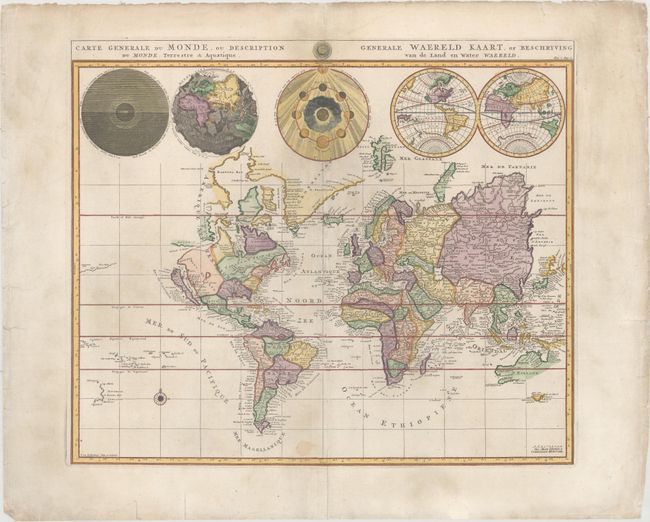 Carte Generale du Monde, ou Description du Monde Terrestre & Aquatique / Generale Waereld Kaart, of Beschryving van de Land en Water Waereld