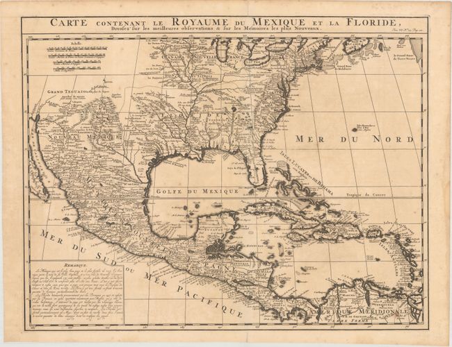 Carte Contenant le Royaume du Mexique et la Floride, Dressez sur les Meilleures Observations & sur les Memoires les Plus Nouveaux