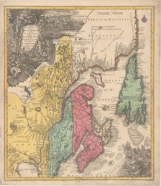 Partie Orientale de la Nouvelle France ou du Canada avec l'Isle de Terre-Neuve et de Nouvelle Escosse, Acadie et Nouv. Angleterre...