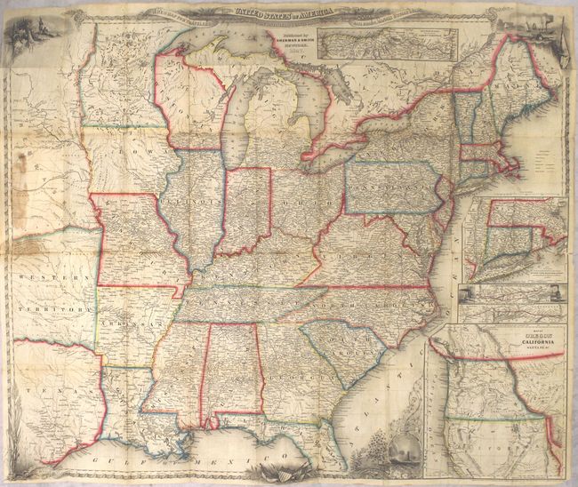 A New Map for Travelers Through the United States of America Showing the Railroads, Canal & Stage Roads. With the Distances [in] The Illustrated Hand-Book, a New Guide for Travelers Through the United States of America...