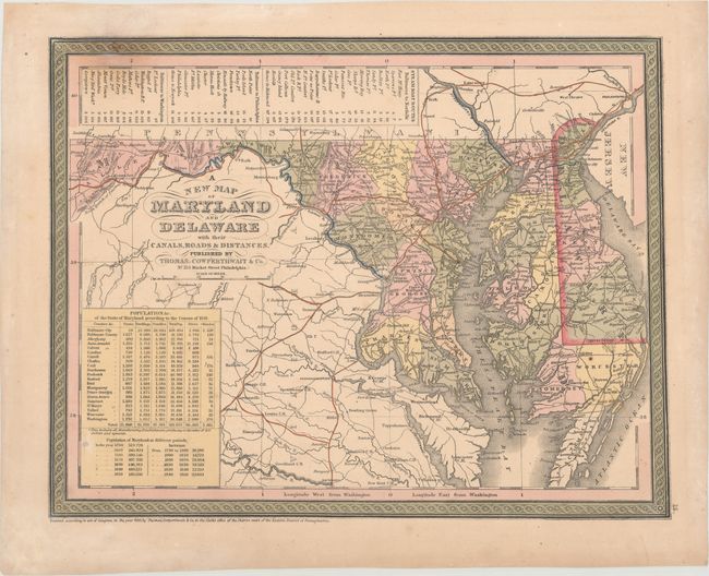 A New Map of Maryland and Delaware with Their Canals, Roads & Distances