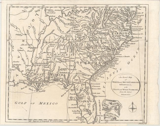 An Exact Map of North and South Carolina, & Georgia, with East and West Florida. From the Latest Discoveries