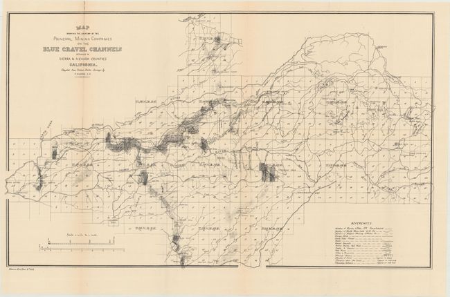 Map Showing the Location of the Principal Mining Companies on the Blue Gravel Channels Situation in Sierra & Nevada Counties California