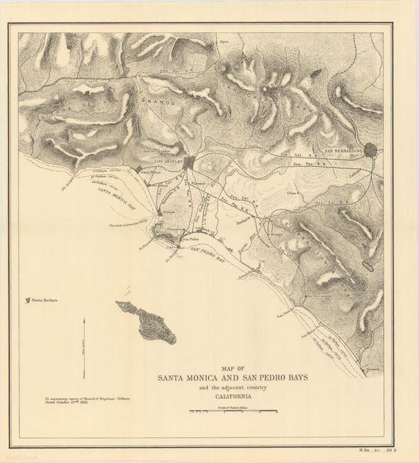 Map of Santa Monica and San Pedro Bays and the Adjacent Country California [and] Location of Proposed Breakwaters in Santa Monica Bay California [and] Location of Proposed Breakwater in San Pedro Bay California