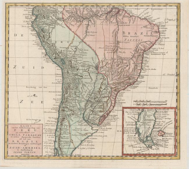 Kaart van het Onderkoningschap van Peru, zig Uitstrekkende over Chili, Paraguay en Andere Spaansche Landen: als ook van Brazil...