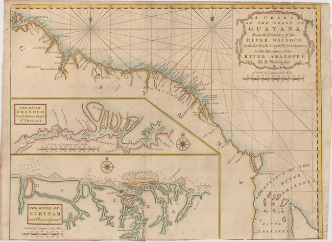 A Chart of the Coast of Guayana, from the Entrance of the River Orinoco, (in the Lat. 8.30.' N. Long. 61. W. from London) to the Entrance of the River Amazones