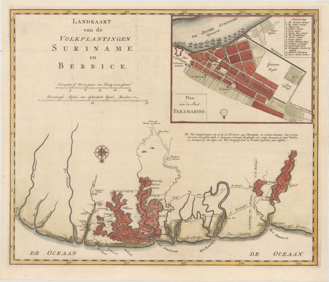 Landkaart van de Volkplantingen Suriname en Berbice