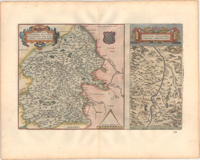 Regionis; Biturigum Exactiss: Descriptio per D. Ioannem Calamaeum [on sheet with] Limaniae Topographia Gabriele Symeoneo Auct.