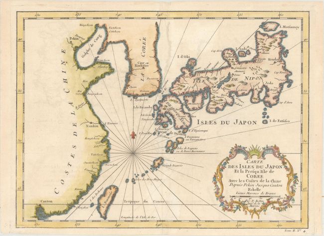 Carte des Isles du Japon et la Presqu Isle de Coree avec les Costes de la Chine Depuis Pekin Jusqua Canton