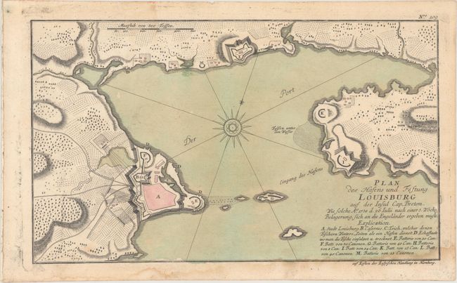 Plan des Hafens und Festung Louisburg auf der Insul Cap Breton...