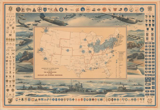 Defense Map of United States Prepared by C.S. Hammond & Co., N.Y. Showing the Mobilization of Our Military and Economic Resources