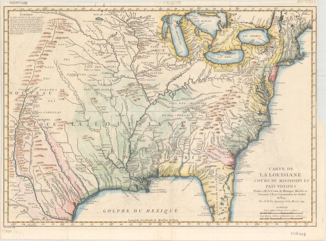 Carte de la Louisiane Cours du Mississipi et Pais Voisins